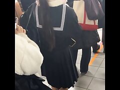 chikan164 Teen with Pigtail Teases Her Curly Pussy Using Vibrator Toy