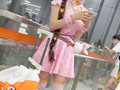 KFC_Pink_knee-high_socks_with_purple_lace_inside Seductive Japanese Doll Teases Seductively with Her Irresistible Feet Display